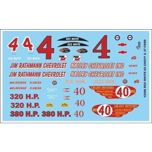 Gofer Racing 1/24-1/25 Scale 1962 Chevy & 1937 Ford Rex White Graphics-Gofer Racing-ModelCars.com