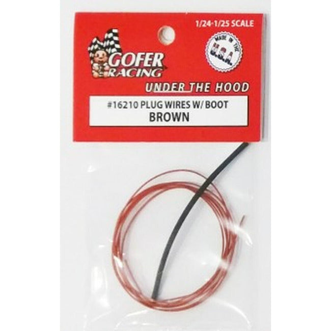 Gofer Racing 1/24 - 1/25 Scale Brown Plug Wire 2ft w/Plug Boot Material - Gofer Racing - ModelCars.com