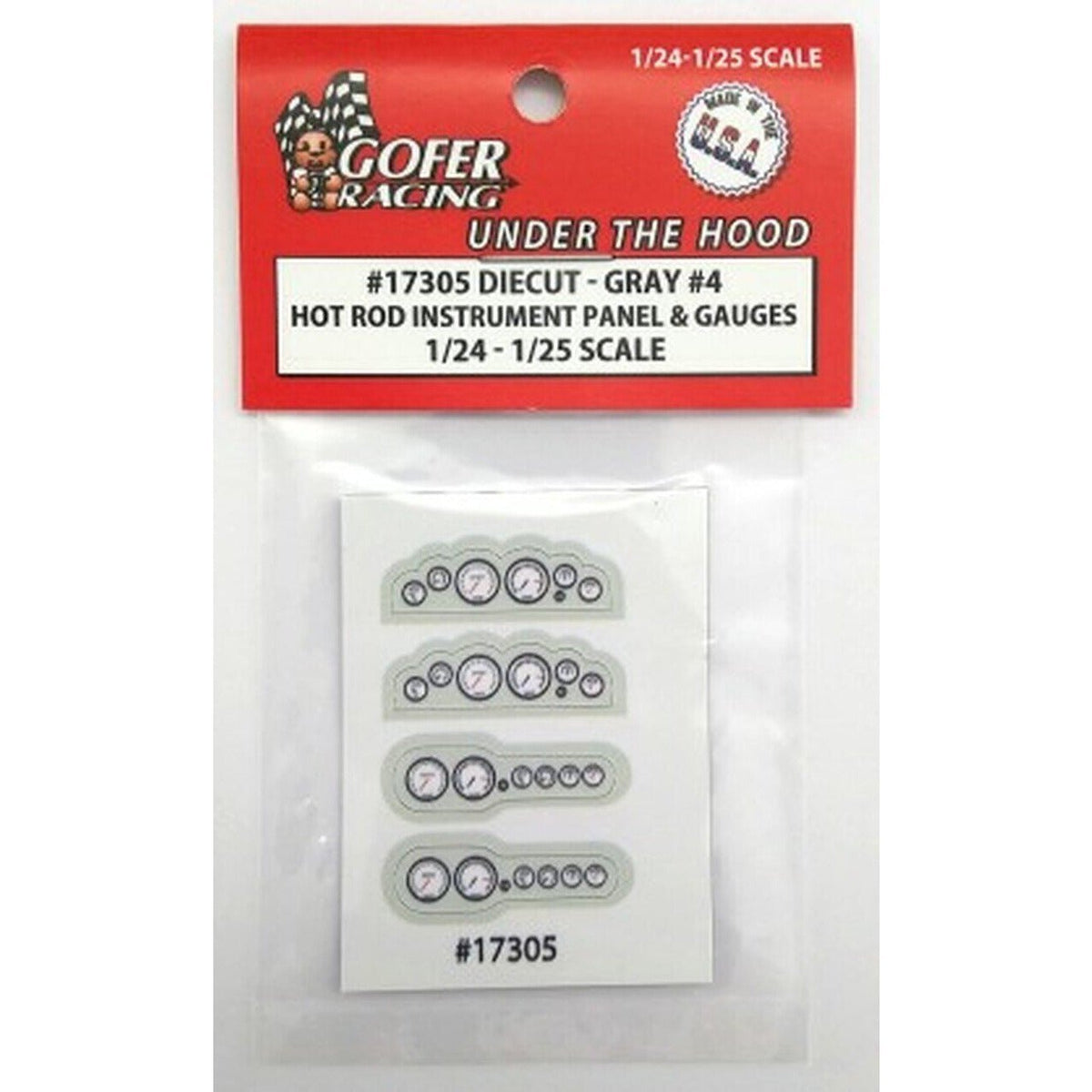 Gofer Racing 1/24-1/25 Scale Hot Rod Instrument Panel & Gauges Gray 4 Plastic-Gofer Racing-ModelCars.com