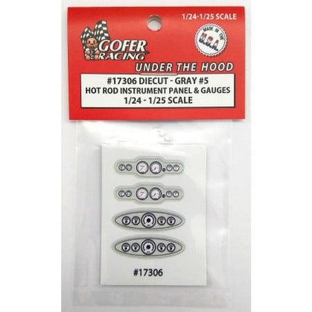 Gofer Racing 1/24-1/25 Scale Hot Rod Instrument Panel & Gauges Gray 5 Plastic-Gofer Racing-ModelCars.com