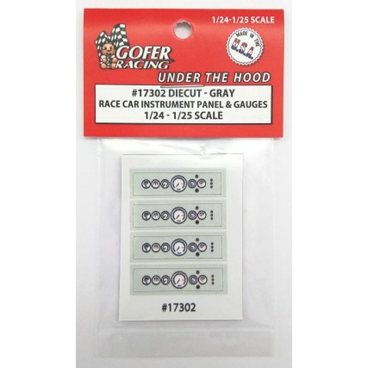 Gofer Racing 1/24 - 1/25 Scale Race Car Instrument Panel & Gauges Gray Plastic - Gofer Racing - ModelCars.com