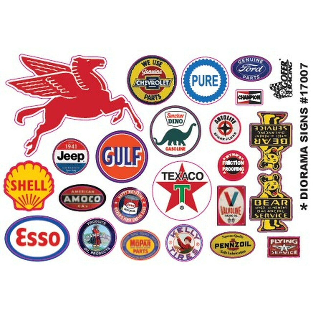 Gofer Racing 1/24 - 1/25 Scale Vintage Oil and Gas Diorama Signs (23) Plastic - Gofer Racing - ModelCars.com