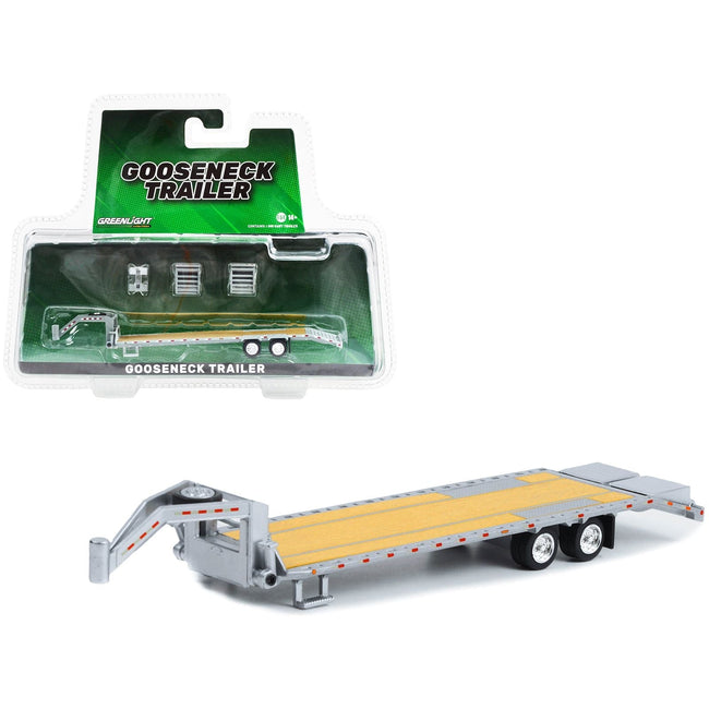 Gooseneck Trailer Primer Gray 1/64 Diecast Model by Greenlight-Greenlight-ModelCars.com