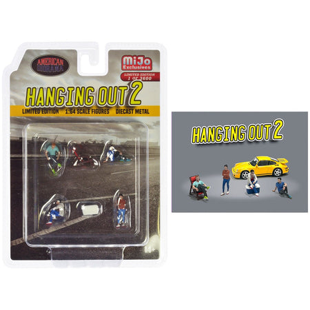 "Hanging Out 2" 6 piece Diecast Figure Set (4 Figures 1 Seat 1 Cooler) Limited Edition to 3600 pieces Worldwide for 1/64 scale models by American Diorama - American Diorama - ModelCars.com