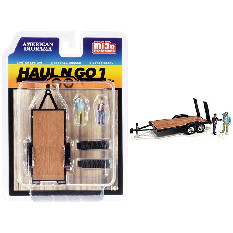 "Haul N Go 1" Trailer and 2 Figurines Diecast Set of 3 pieces for 1/64 Scale Models by American Diorama - American Diorama - ModelCars.com