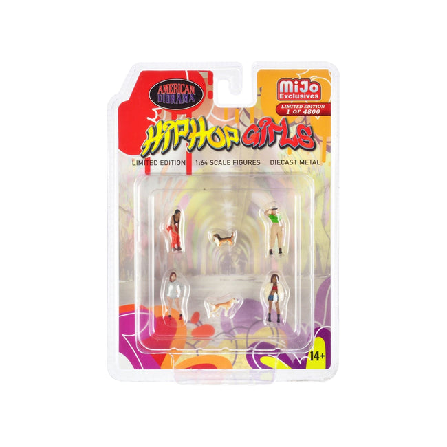 "Hip Hop Girls" 6 piece Diecast Set (4 Women 2 Dog Figures) Limited Edition to 4800 pieces Worldwide 1/64 Scale Models by American Diorama-American Diorama-ModelCars.com