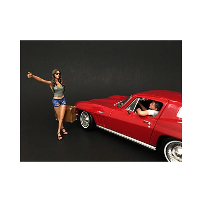 Hitchhiker 2 piece Figurine Set (Green Shirt) for 1/18 Scale Model Cars by American Diorama - American Diorama - ModelCars.com