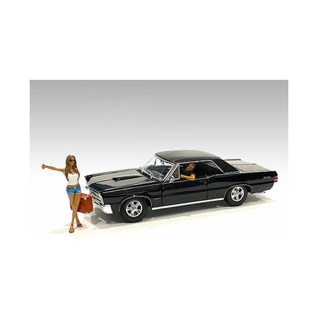 Hitchhiker 2 piece Figurine Set (White Shirt) for 1/24 Scale Models by American Diorama-American Diorama-ModelCars.com