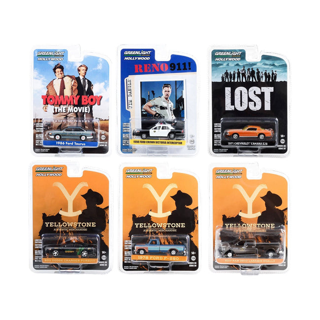"Hollywood Series" Set of 6 pieces Release 38 1/64 Diecast Model Cars by Greenlight-Greenlight-ModelCars.com