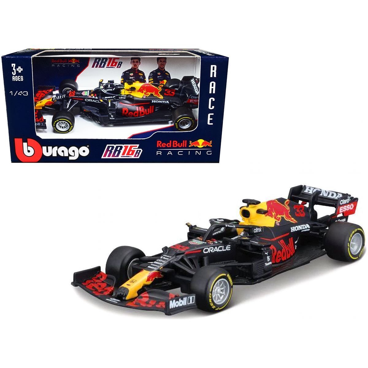 Honda RB16B 33 Max Verstappen Formula One F1 Red Bull Racing (2021) 1/43 Diecast Model Car by Bburago-Bburago-ModelCars.com