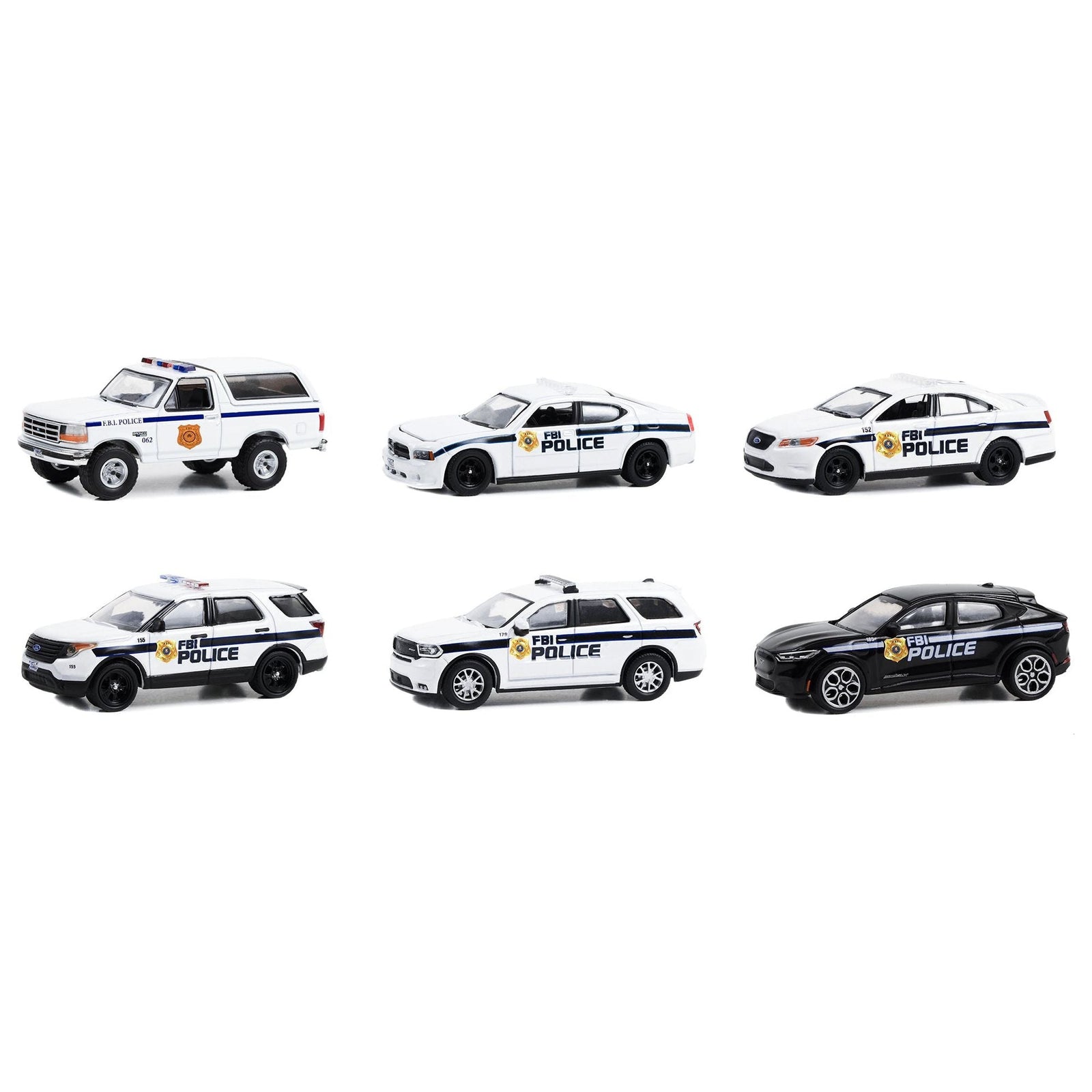 "Hot Pursuit" Special Edition "FBI Police (Federal Bureau of Investigation Police)" Set of 6 Police Cars 1/64 Diecast Model Cars by Greenlight - Greenlight - ModelCars.com