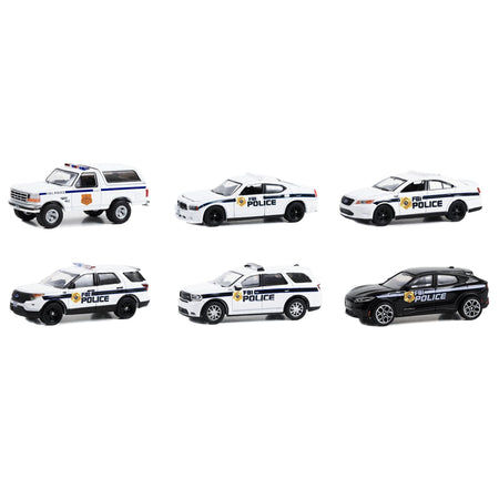"Hot Pursuit" Special Edition "FBI Police (Federal Bureau of Investigation Police)" Set of 6 Police Cars 1/64 Diecast Model Cars by Greenlight - Greenlight - ModelCars.com