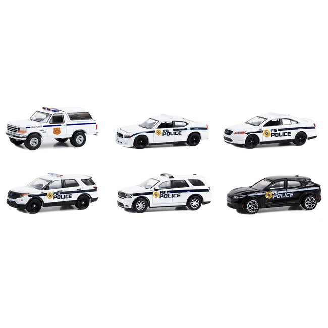 "Hot Pursuit" Special Edition "FBI Police (Federal Bureau of Investigation Police)" Set of 6 Police Cars 1/64 Diecast Model Cars by Greenlight - Greenlight - ModelCars.com