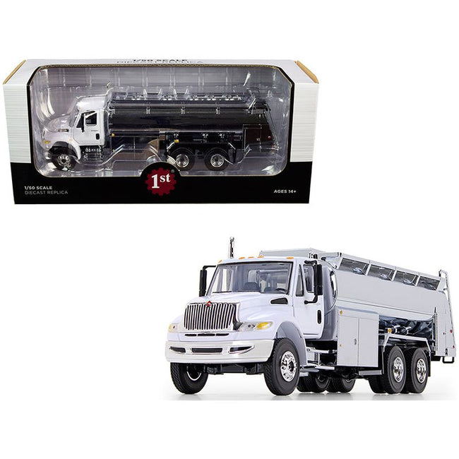 International DuraStar Liquid Fuel Tank Truck White and Chrome 1/50 Diecast Model by First Gear - First Gear - ModelCars.com