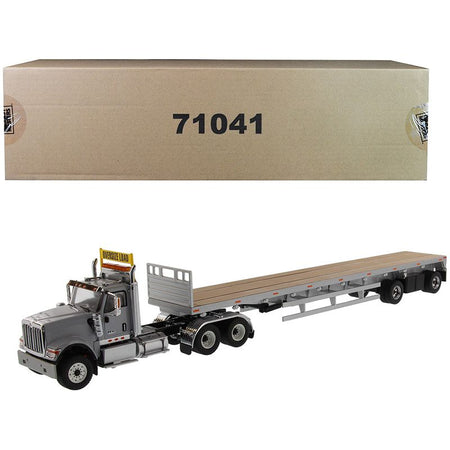 International HX520 Tandem Tractor Light Gray with 53' Flat Bed Trailer "Transport Series" 1/50 Diecast Model by Diecast Masters - Diecast Masters - ModelCars.com