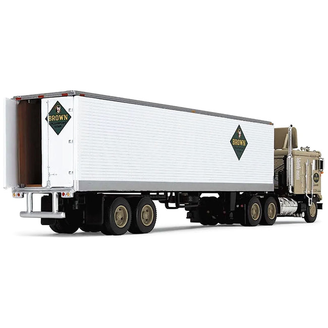 Kenworth K100 COE with 40' Vintage Dry Goods Trailer "Brown Transport Corp" Light Brown "Fallen Flag" Series 1/64 Diecast Model by DCP/First Gear - First Gear - ModelCars.com