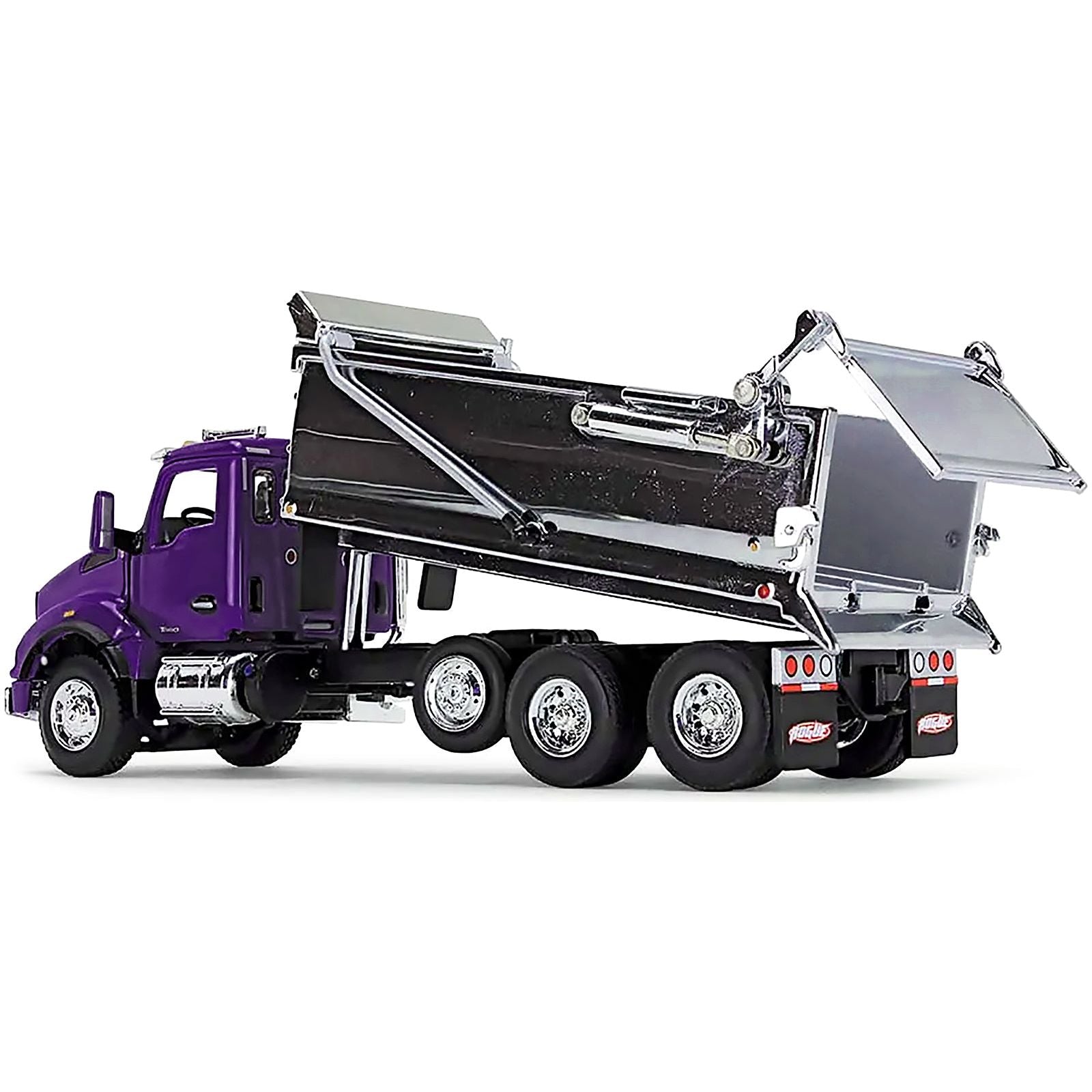 Kenworth T880 Day Cab with Rogue Transfer Dump Body Truck Purple and Chrome 1/64 Diecast Model by DCP/First Gear - First Gear - ModelCars.com