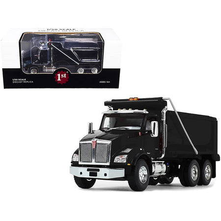 Kenworth T880 Dump Truck Black 1/50 Diecast Model by First Gear - First Gear - ModelCars.com