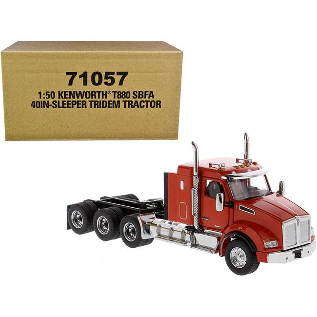 Kenworth T880 SBFA 40" Sleeper Cab Tridem Truck Tractor Orange 1/50 Diecast Model by Diecast Masters - Diecast Masters - ModelCars.com