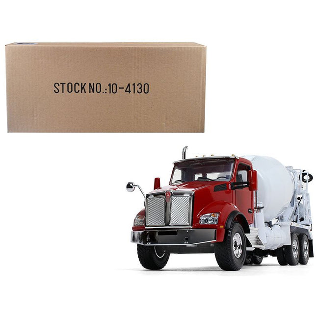 Kenworth T880 with McNeilus Standard Mixer Red Cab/ White Body 1/34 Diecast Model by First Gear - First Gear - ModelCars.com