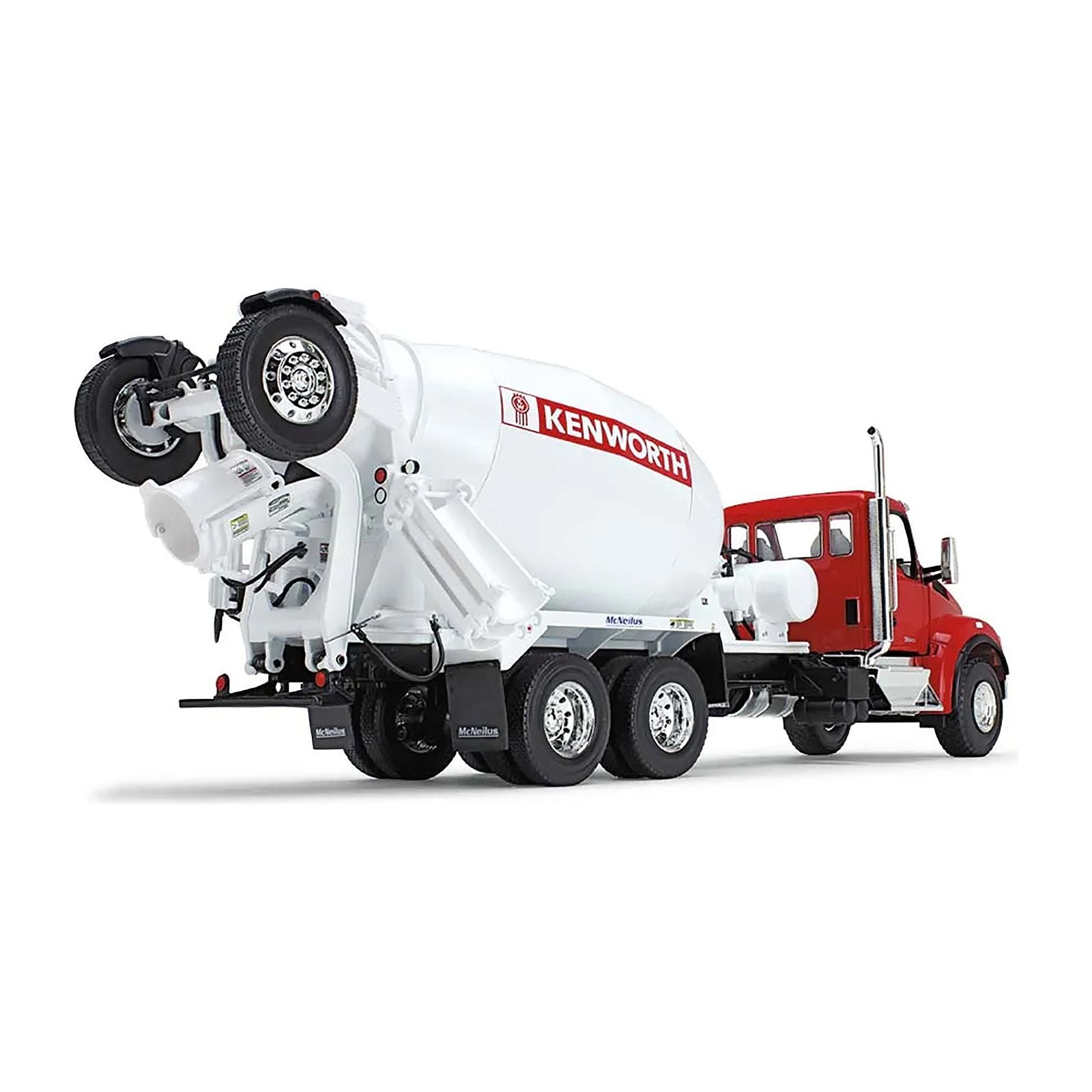 Kenworth T880S Truck with McNeilus Bridgemaster Cement Mixer Red and White 1/34 Diecast Model by First Gear - First Gear - ModelCars.com
