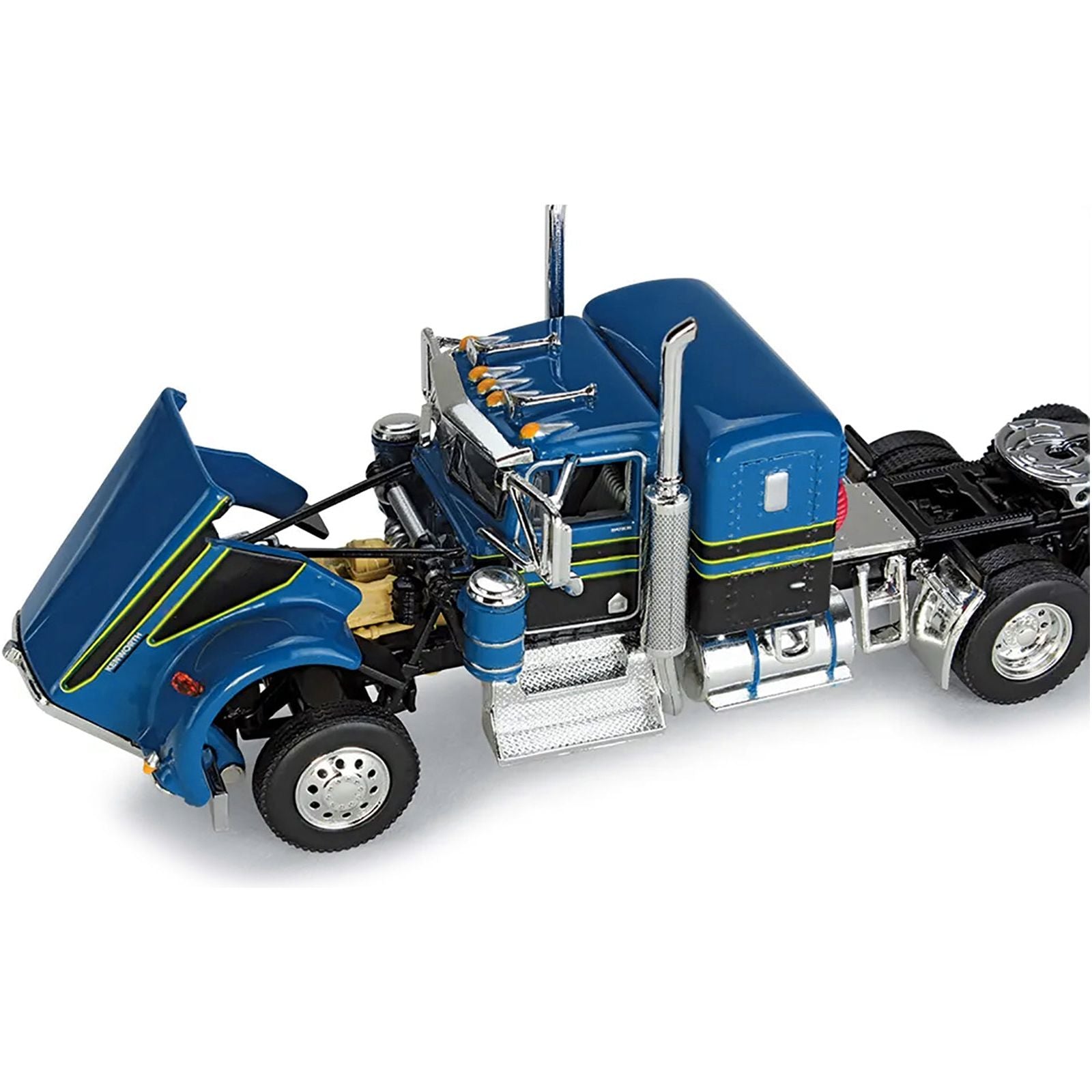 Kenworth W900A with Sleeper and 40' Vintage Trailer "John Wayne: Comic Edition" Blue with Black Stripes 1/64 Diecast Model by DCP/First Gear - First Gear - ModelCars.com
