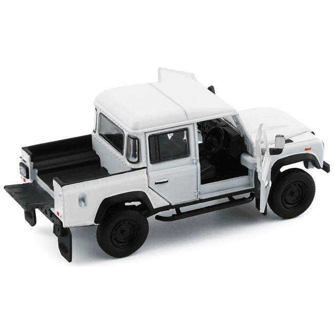 Land Rover Defender 110 Pickup Truck White with Extra Wheels 1/64 Diecast Model Car by BM Creations-BM Creations-ModelCars.com