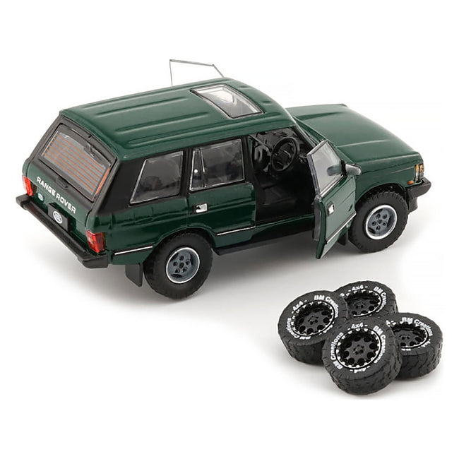 Land Rover Range Rover Classic LSE RHD (Right Hand Drive) Green with Sunroof with Extra Wheels 1/64 Diecast Model Car by BM Creations-BM Creations-ModelCars.com