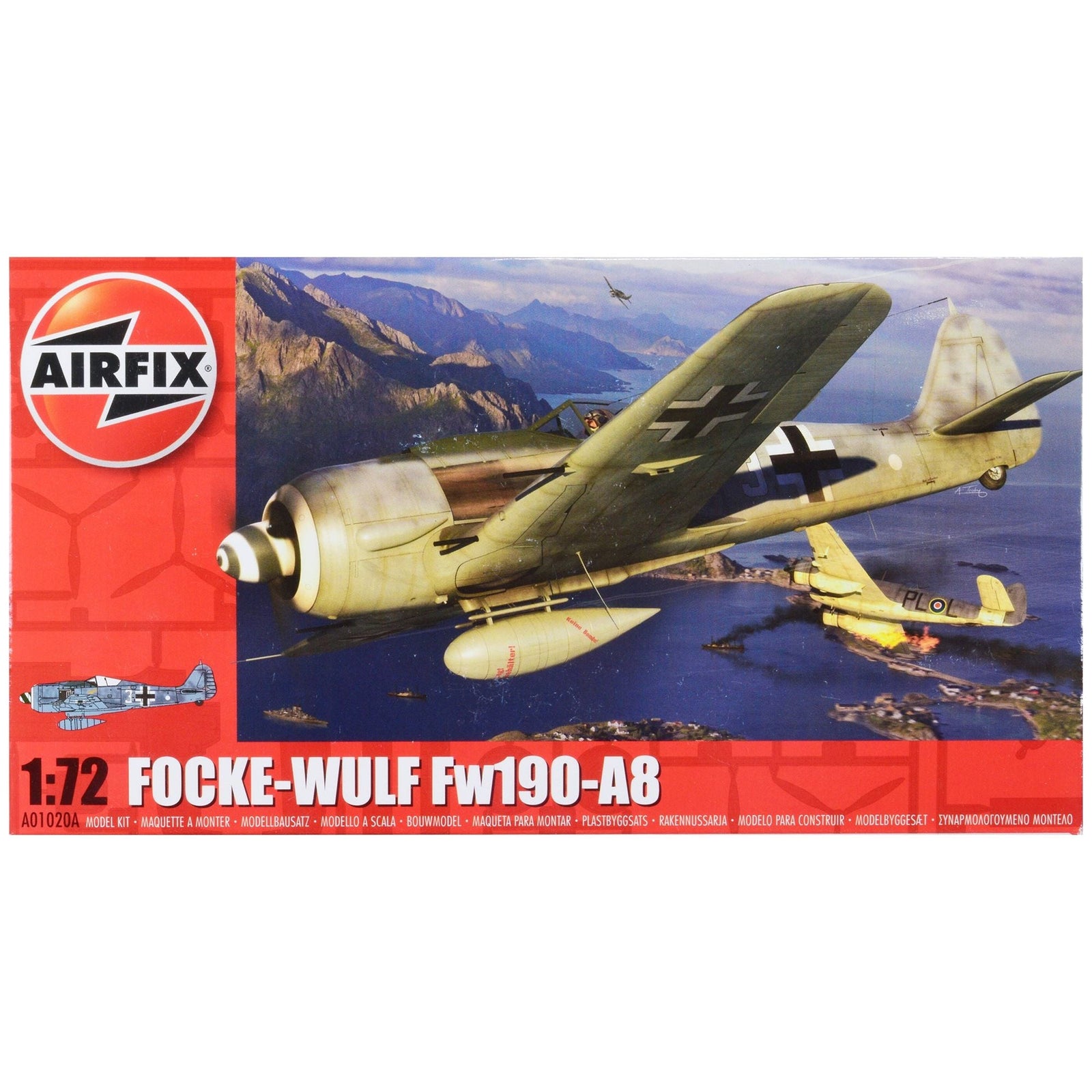 Level 1 Model Kit Focke - Wulf Fw190 - A8 Fighter Aircraft 1/72 Plastic Model Kit by Airfix - Airfix - ModelCars.com