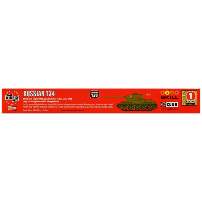 Level 2 Model Kit Russian T34 Tank 1/76 Plastic Model Kit by Airfix - Airfix - ModelCars.com