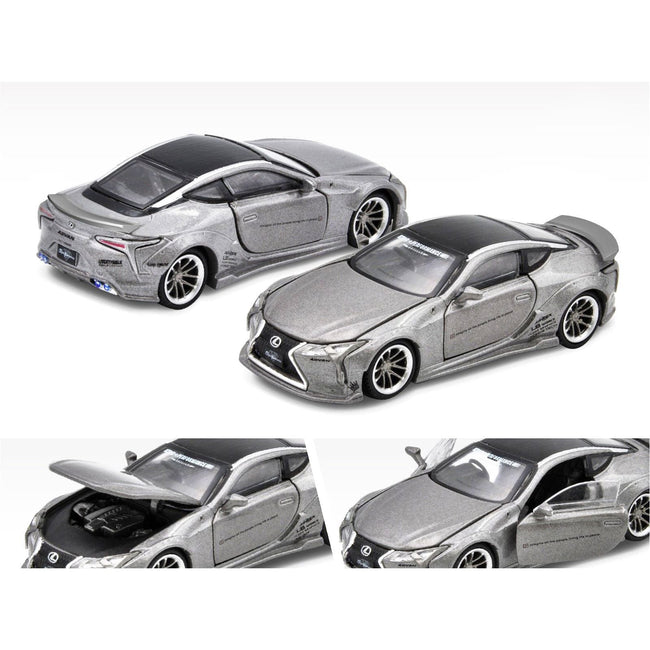 Lexus LC500 LB Works RHD (Right Hand Drive) Silver Metallic with Black Top and Graphics Limited Edition to 1200 pieces 1/64 Diecast Model Car by Era Car-Era Car-ModelCars.com
