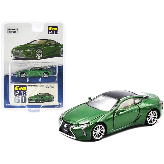 Lexus LC500 Nori Green Metallic with Black Top Limited Edition to 1200 pieces 1/64 Diecast Model Car by Era Car-Era Car-ModelCars.com
