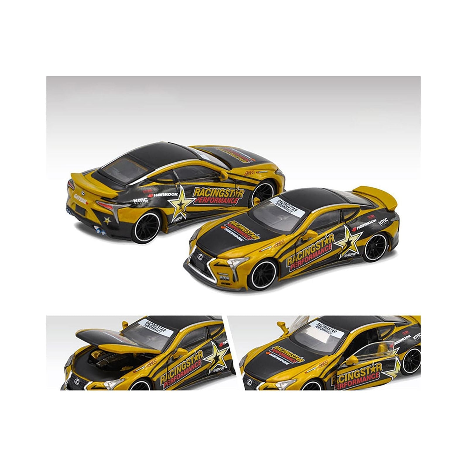 Lexus LC500 RHD (Right Hand Drive) Black and Gold "Racingstar Performance" 1/64 Diecast Model Car by Era Car - Era Car - ModelCars.com