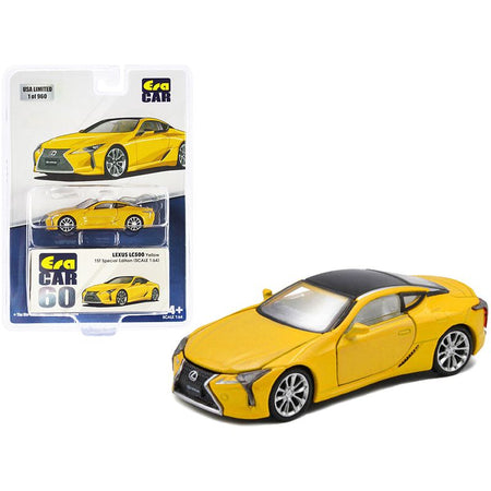 Lexus LC500 Yellow Metallic with Black Top and White Interior "1st Special Edition" Limited Edition to 960 pieces 1/64 Diecast Model Car by Era Car-Era Car-ModelCars.com