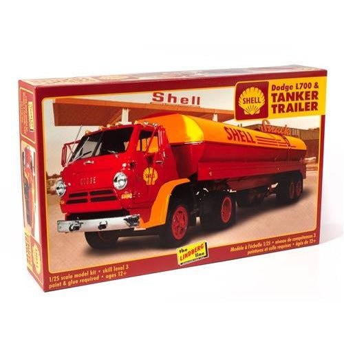 Lindberg Dodge L700 w/ Shell Tanker 1/25 Scale Model Kit-Lindberg-ModelCars.com