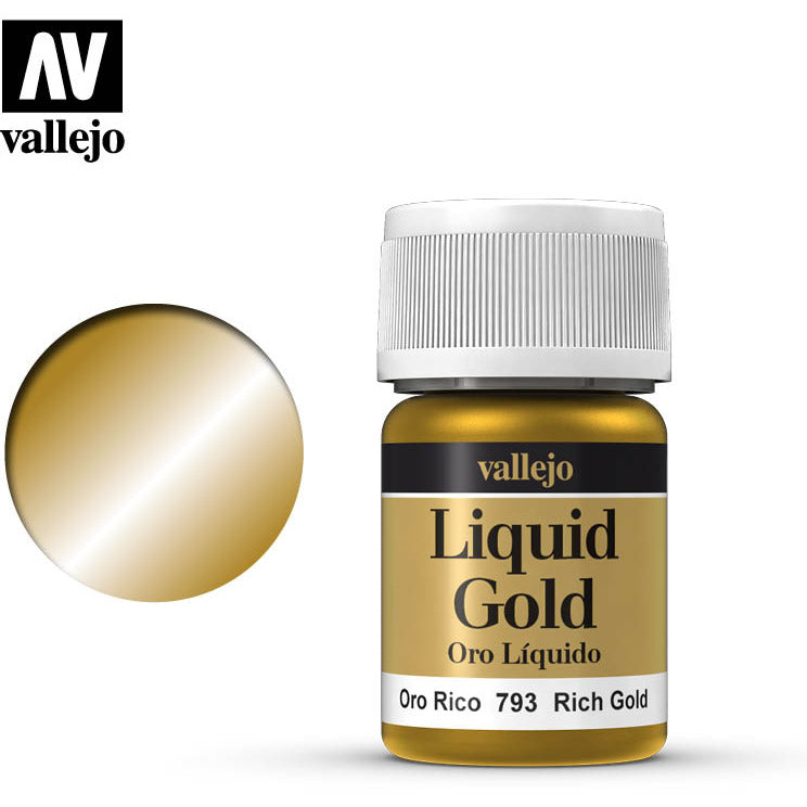 Vallejo Liquid Gold Rich Gold 70793 is available in 35 ml pots