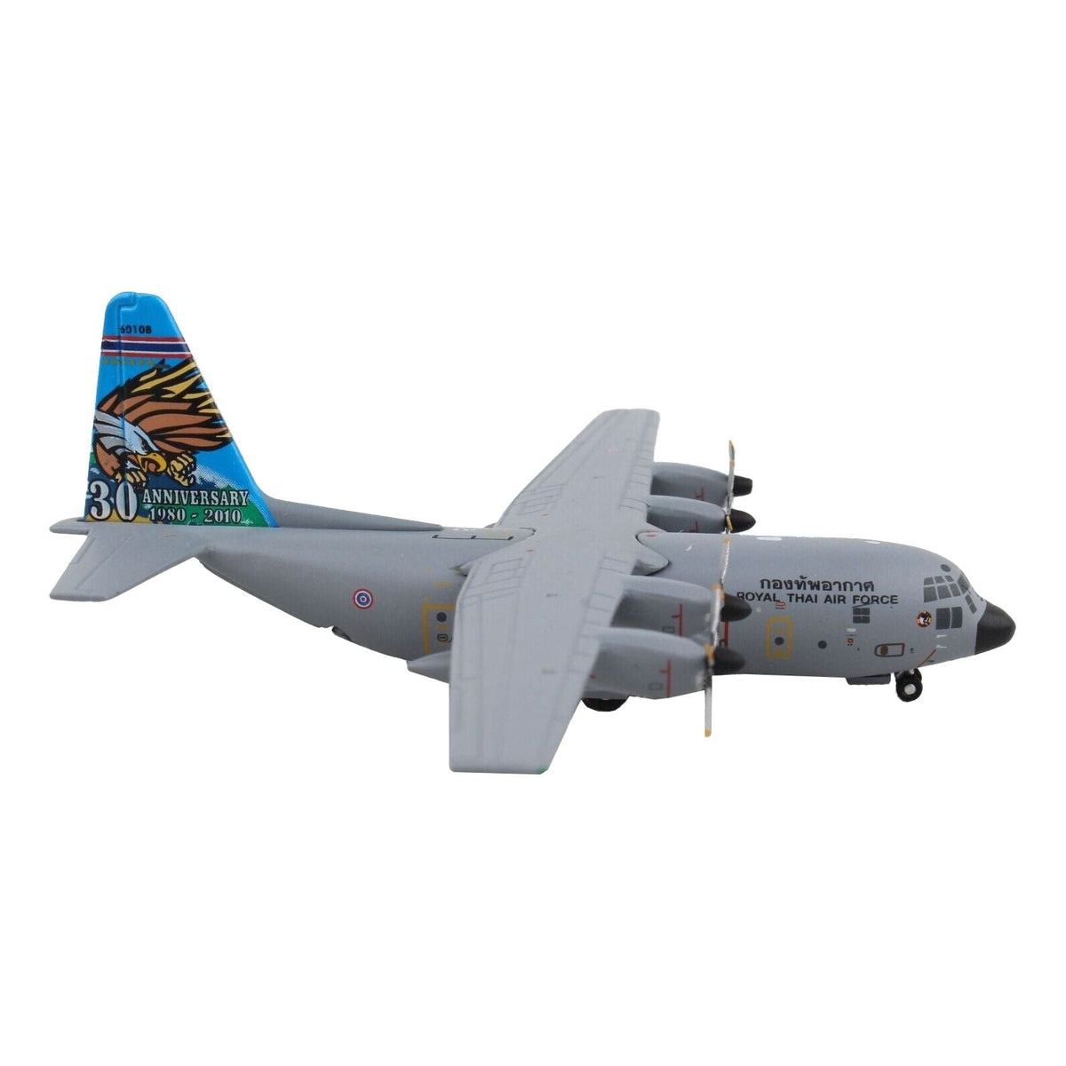 Lockheed C-130H Hercules Transport Aircraft "Royal Thai Air Force (RTAF)-30th Anniversary" Gray "Gemini Macs" Series 1/400 Diecast Model Airplane by GeminiJets-GeminiJets-ModelCars.com