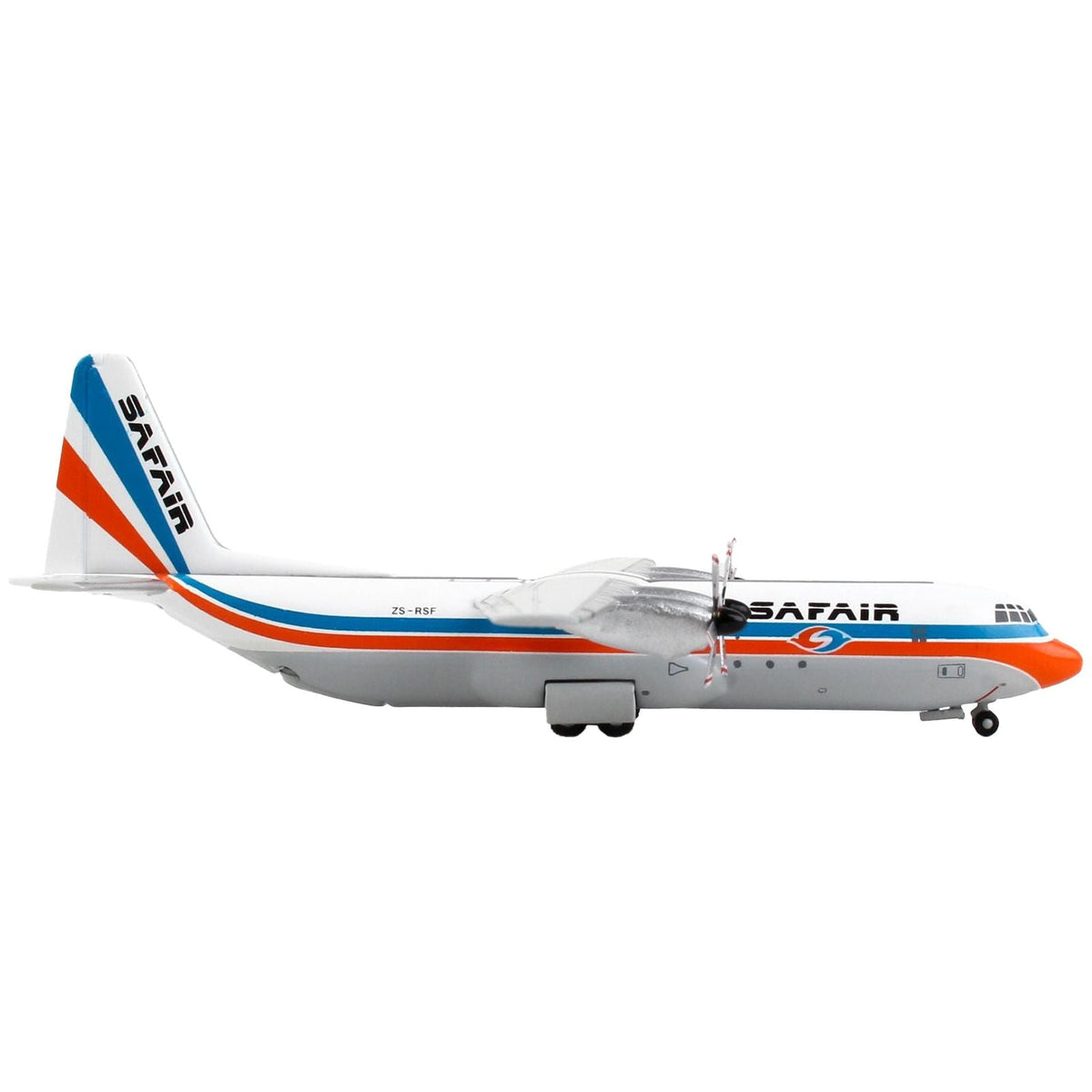Lockheed L-100-30 Commercial Aircraft "Safair" White with Blue and Orange Stripes 1/400 Diecast Model Airplane by GeminiJets-GeminiJets-ModelCars.com