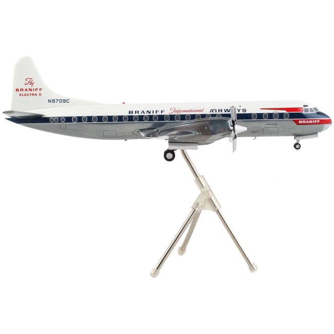 Lockheed L - 188 Electra Commercial Aircraft "Braniff International Airways" White with Blue Stripes "Gemini 200" Series 1/200 Diecast Model Airplane by GeminiJets - GeminiJets - ModelCars.com