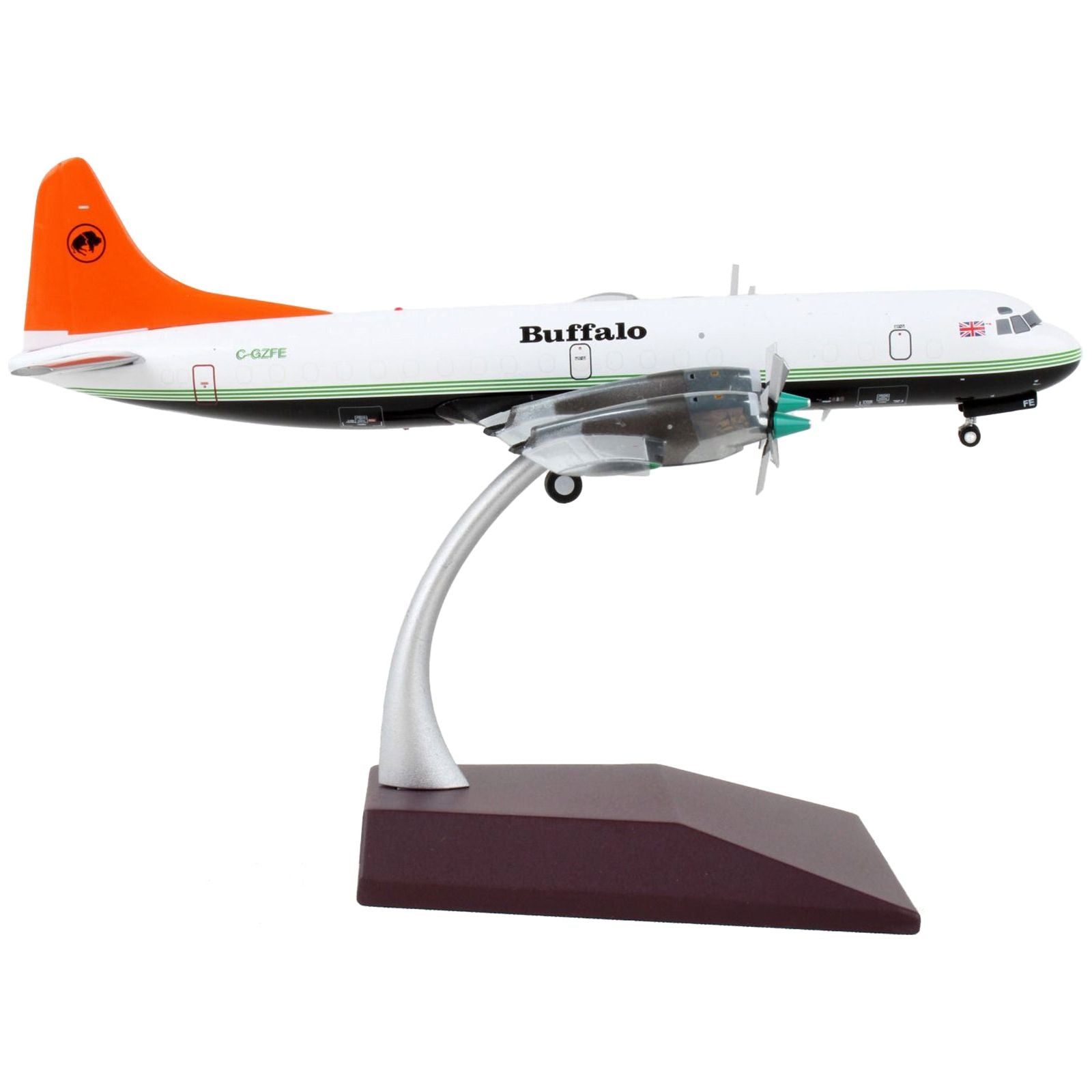 Lockheed L - 188 Electra Commercial Aircraft "Buffalo Airways" White and Black with Orange Tail "Gemini 200" Series 1/200 Diecast Model Airplane by GeminiJets - GeminiJets - ModelCars.com