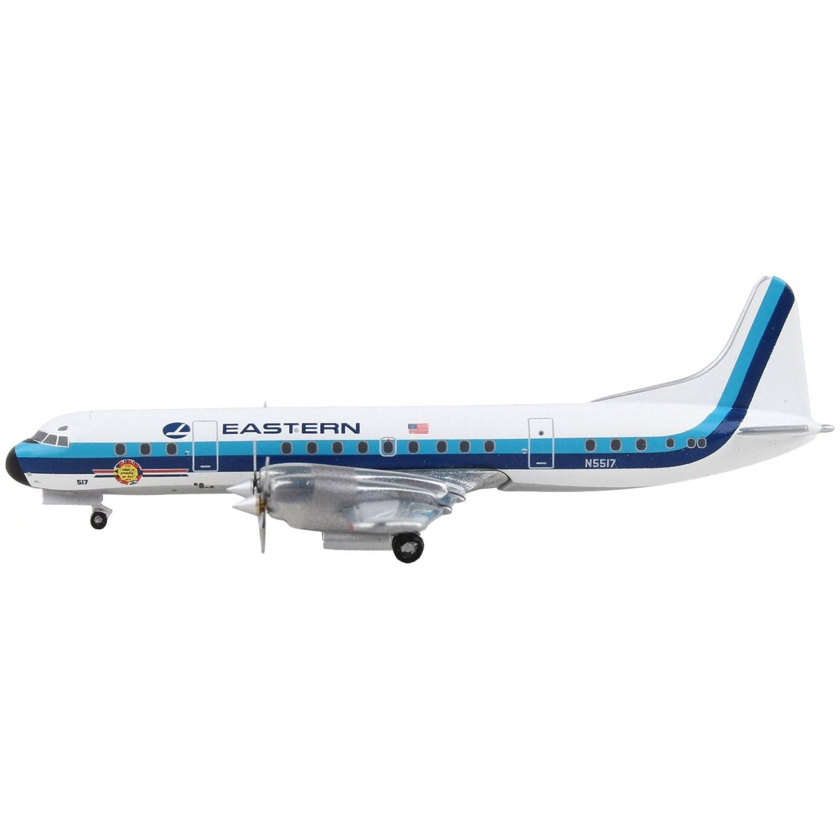Lockheed L-188 Electra Commercial Aircraft "Eastern Air Lines" White with Blue Stripes 1/400 Diecast Model Airplane by GeminiJets-GeminiJets-ModelCars.com