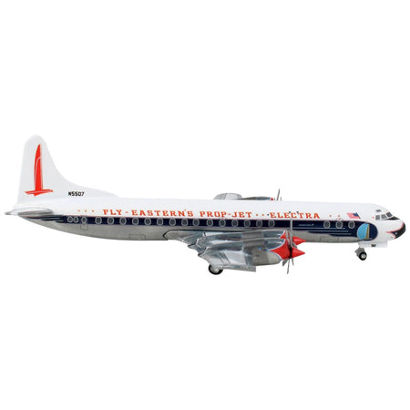 Lockheed L-188 Electra Commercial Aircraft "Eastern Air Lines" White with Dark Blue Stripes 1/400 Diecast Model Airplane by GeminiJets-GeminiJets-ModelCars.com