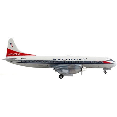 Lockheed L-188 Electra Commercial Aircraft "National Airlines" White with Red Tail 1/400 Diecast Model Airplane by GeminiJets-GeminiJets-ModelCars.com