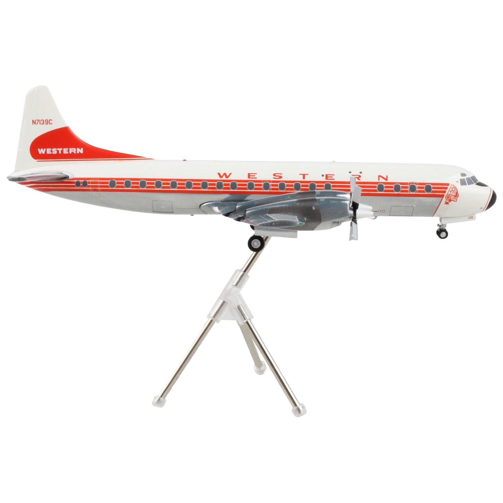 Lockheed L - 188 Electra Commercial Aircraft "Western Airlines" White with Red Stripes "Gemini 200" Series 1/200 Diecast Model Airplane by GeminiJets - GeminiJets - ModelCars.com