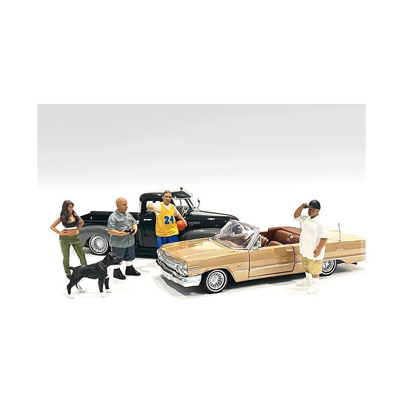 Lowriderz and a Dog 5 piece Figurine Set for 1/24 Scale Models by American Diorama - American Diorama - ModelCars.com