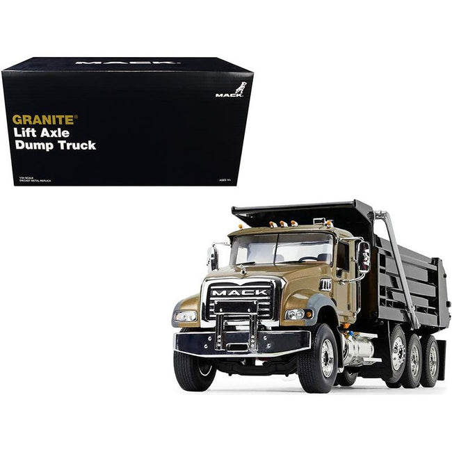 Mack Granite MP Dump Truck Gold and Black 1/34 Diecast Model by First Gear - First Gear - ModelCars.com