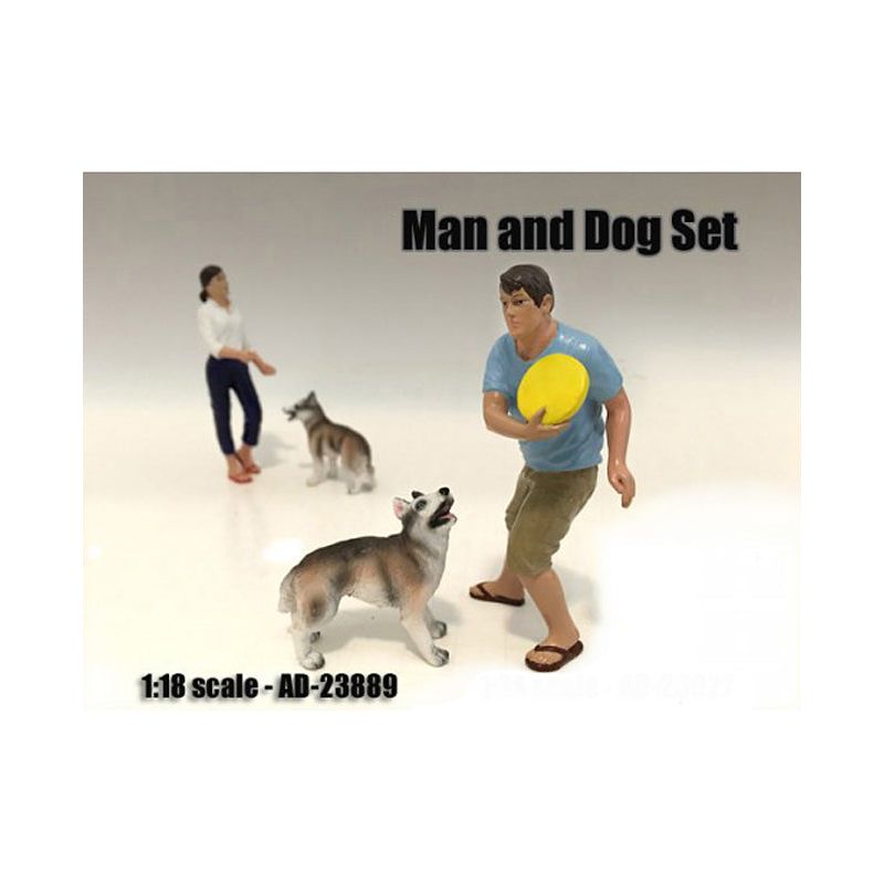 Man and Dog 2 Piece Figure Set For 1:18 Scale Models by American Diorama - American Diorama - ModelCars.com