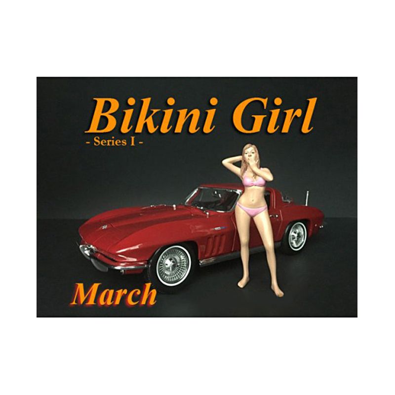 March Bikini Calendar Girl Figure for 1/24 Scale Models by American Diorama-American Diorama-ModelCars.com