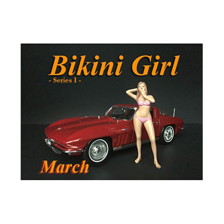 March Bikini Calendar Girl Figure for 1/24 Scale Models by American Diorama-American Diorama-ModelCars.com