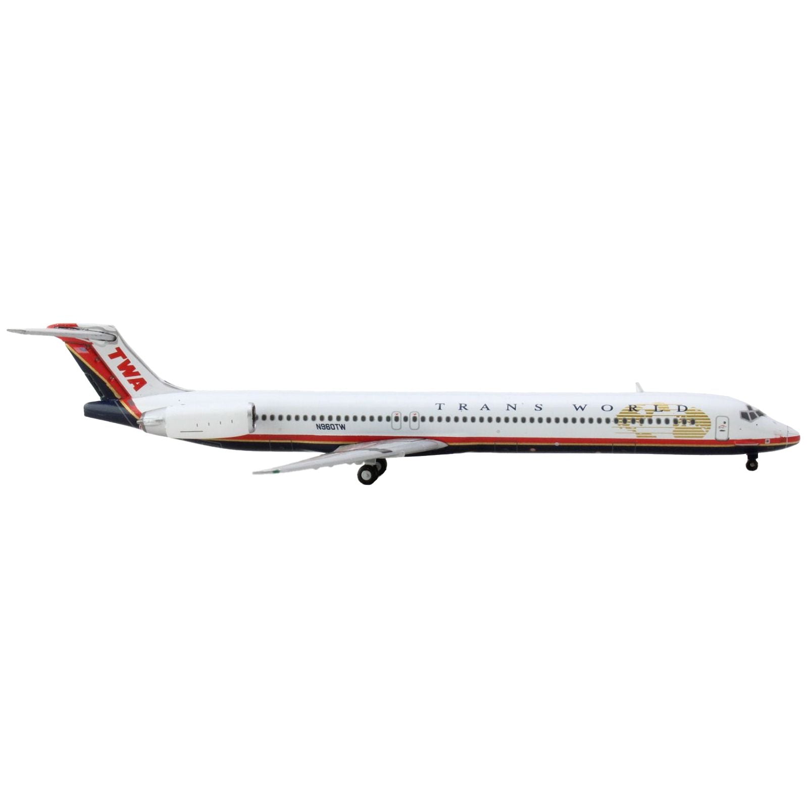 McDonnell Douglas MD - 82 Commercial Aircraft "Trans World Airlines" White with Red Stripes 1/400 Diecast Model Airplane by GeminiJets - GeminiJets - ModelCars.com